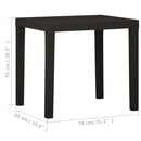 havebord 79x65x72 cm plastik antracitgrå