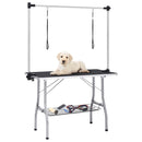 vaske-/trimmebord til hund justerbart m. 2 løkker og kurv