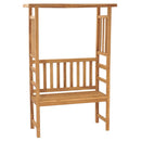 havebænk med pergola 115 cm massivt teaktræ