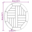 bordplade 2,5 cm 50 cm rund massivt teaktræ