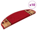 selvklæbende trappemåtter 10 stk. 65x21x4 cm rød