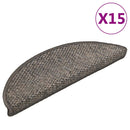 selvklæbende trappemåtter 15 stk. 56x17x3 cm sisal grå-beige