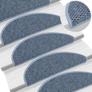 selvklæbende trappemåtter 15 stk. 56x17x3 cm sisal-look blå
