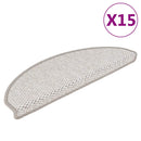 selvklæbende trappemåtter 15 stk. 65x21x4 cm sisal-look platina