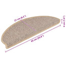 selvklæbende trappemåtter 15stk. 65x21x4cm sisal-look lys beige