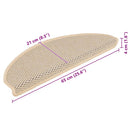 selvklæbende trappemåtter 15 stk. 65x21x4 cm sisal-look creme