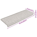 selvklæbende trappemåtter 15 stk. 65x21x4 cm sisal-look platina