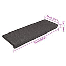 selvklæbende trappemåtter 15 stk. 65x21x4cm sisal-look antracit