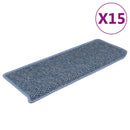 selvklæbende trappemåtter 15 stk. 65x21x4 cm sisal-look blå