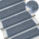 selvklæbende trappemåtter 15 stk. 65x21x4 cm sisal-look blå