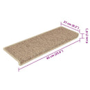 selvklæbende trappemåtter 15stk. 65x21x4cm sisal-look sandfarve