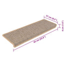 selvklæbende trappemåtter 15stk. 65x21x4cm sisal-look lys beige