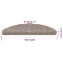 trappemåtter 15 stk. 56x17x3 cm mørkebeige halvrunde
