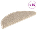 trappemåtter 15 stk. 56x17x3 cm lys beige halvrunde
