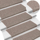 trappemåtter 15 stk. 65x21x4 cm mørkebeige rektangulær kant