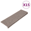 trappemåtter 15 stk. 65x21x4 cm mørkebeige rektangulær kant