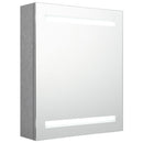 badeværelsesskab med spejl + LED-lys 50x14x60 cm betongrå