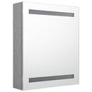 badeværelsesskab med spejl + LED-lys 50x14x60 cm betongrå