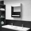 badeværelsesskab med spejl + LED-lys 50x14x60 cm betongrå