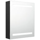 badeværelsesskab med spejl + LED 50x14x60 cm MDF sort
