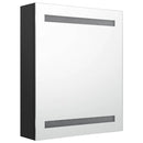 badeværelsesskab med spejl + LED 50x14x60 cm MDF sort