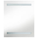 badeværelsesskab med spejl + LED 50x14x60 cm MDF sort