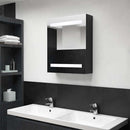badeværelsesskab med spejl + LED 50x14x60 cm MDF sort