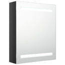 badeværelsesskab med spejl + LED-lys 50x14x60 cm blank sort