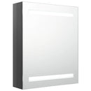 badeværelsesskab med spejl + LED-lys 50x14x60 cm skinnende grå