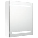 badeværelsesskab med spejl + LED-lys 50x14x60 cm blank hvid