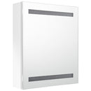 badeværelsesskab med spejl + LED-lys 50x14x60 cm blank hvid
