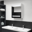 badeværelsesskab med spejl + LED-lys 50x14x60 cm blank hvid