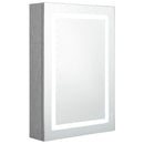 badeværelsesskab med spejl + LED-lys 50x13x70 cm betongrå
