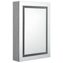 badeværelsesskab med spejl + LED-lys 50x13x70 cm betongrå