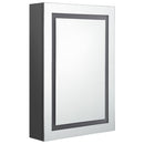 badeværelsesskab med spejl + LED-lys 50x13x70 cm grå