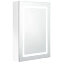 badeværelsesskab med spejl + LED-lys 50x13x70 cm skinnende hvid