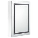 badeværelsesskab med spejl + LED-lys 50x13x70 cm skinnende hvid