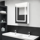badeværelsesskab med spejl + LED-lys 50x13x70 cm skinnende hvid