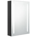 badeværelsesskab med spejl + LED-lys 50x13x70 cm skinnende sort