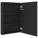 badeværelsesskab med spejl + LED-lys 50x13x70 cm skinnende sort