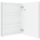 badeværelsesskab med spejl + LED-lys 50x13x70 cm skinnende hvid