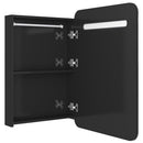 badeværelsesskab med spejl + LED-lys 60x11x80 cm blank sort