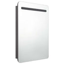 badeværelsesskab med spejl + LED-lys 60x11x80 cm blank grå