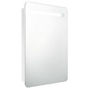 badeværelsesskab med spejl + LED-lys 60x11x80 cm skinnende hvid