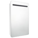 badeværelsesskab med spejl + LED-lys 60x11x80 cm skinnende hvid