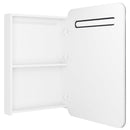 badeværelsesskab med spejl + LED-lys 60x11x80 cm skinnende hvid