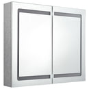 badeværelsesskab med spejl + LED-lys 80x12x68 cm betongrå