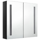 badeværelsesskab med spejl + LED-lys 62x14x60 cm skinnende sort