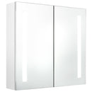 badeværelsesskab med spejl + LED-lys 62x14x60 cm skinnende hvid