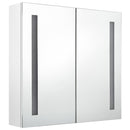 badeværelsesskab med spejl + LED-lys 62x14x60 cm skinnende hvid